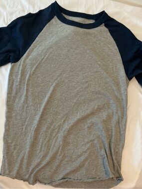 adidas Gray Body Navy Raglan Short Sleeve Tee